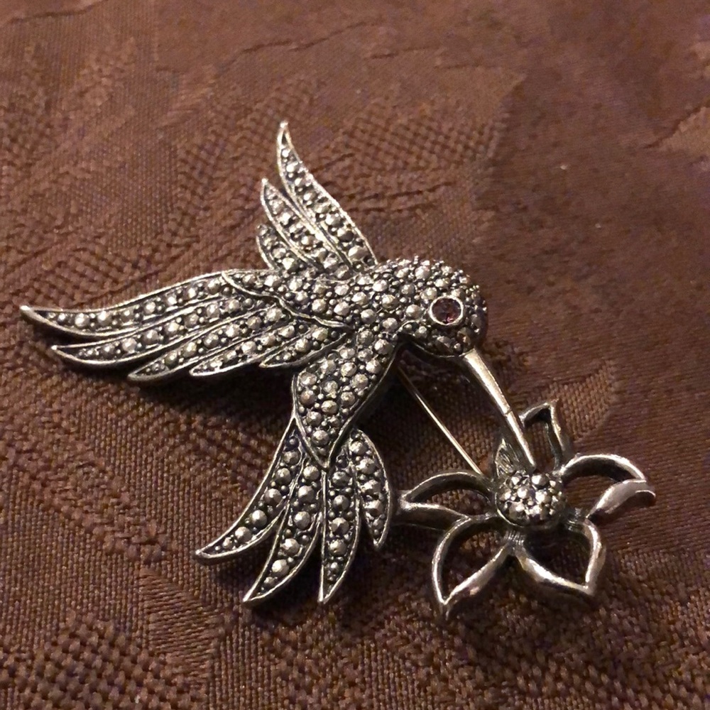 Marcasite look pin and matching earrings